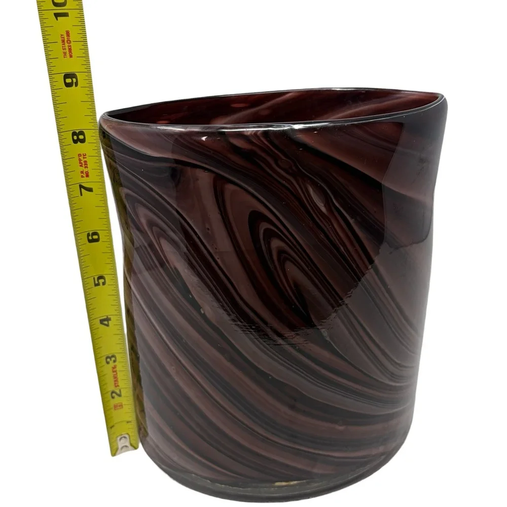 Vintage Purple Swirl Art Glass Vase Freeform Studio Glass Sculptural Decor